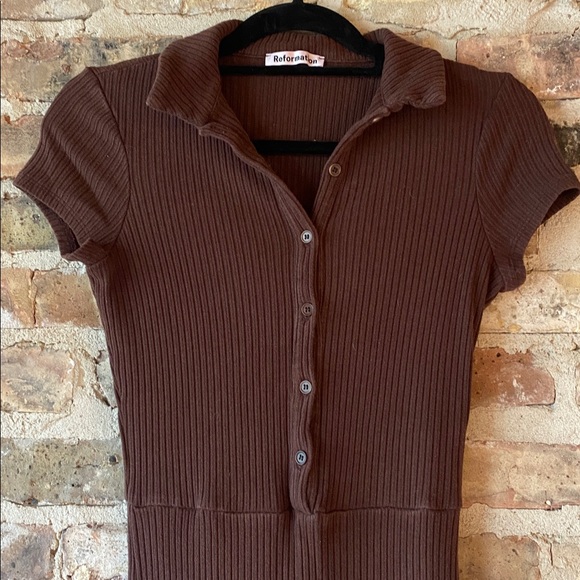 Reformation Chocolate Ribbed Jumpsuit - Picture 4 of 4
